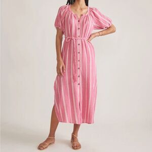 NWOT Marine Layer Pink/ White Fuschia Stripe Erin Shirt Dress Size Medium